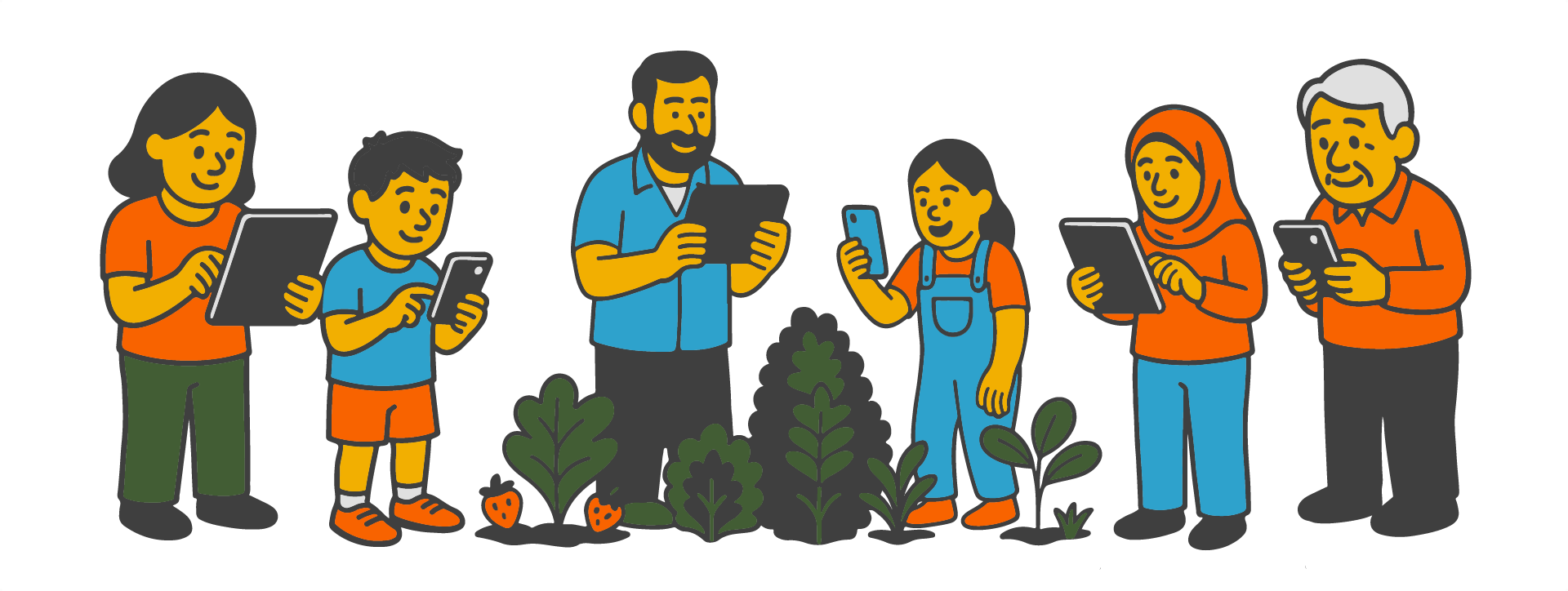 Crop Help product view across phones and garden plots