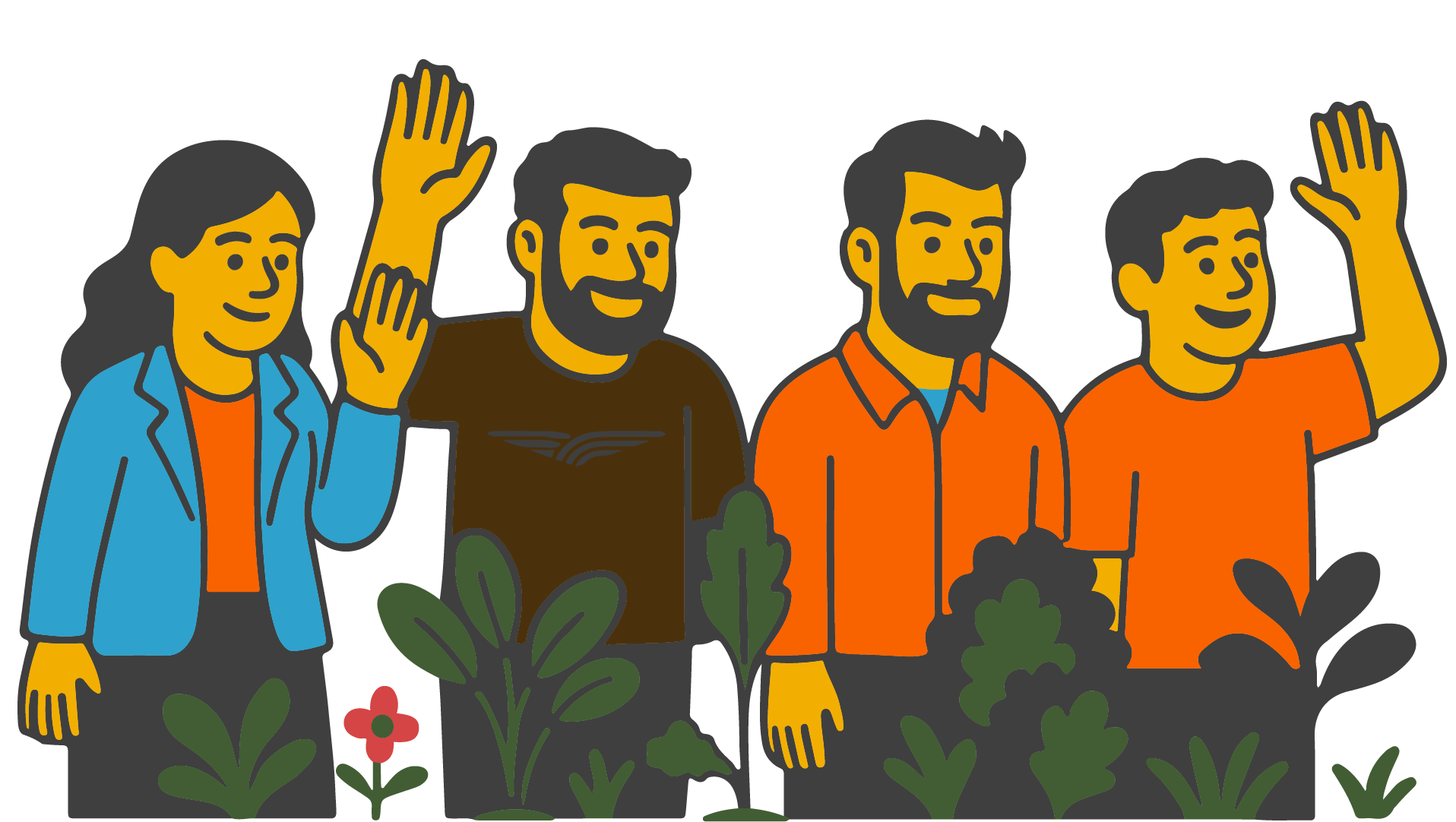 Illustration of the Crop Help team and collaborators